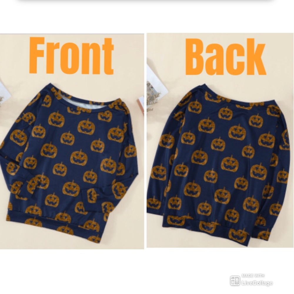 HPx3 🎃⚠️ 1 Large Left • Navy Jack-O-Lantern Halloween Sweatshirt - Picture 2 of 7